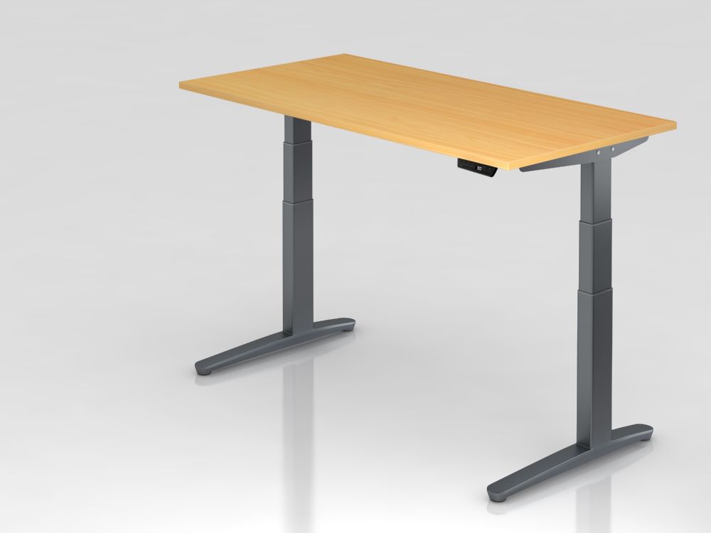 Produktbild Hammerbacher Sitz-Steh-Schreibtisch XBHM16 160 x 80 cm Buche Höhe 65-130 cm