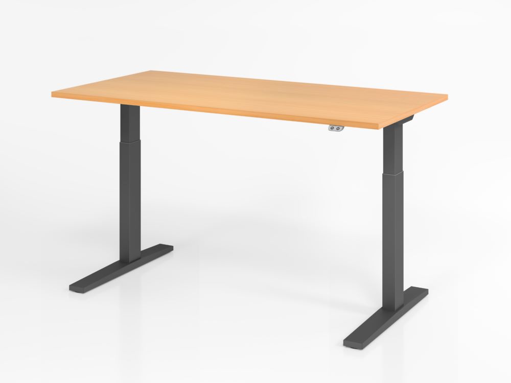 Produktbild Hammerbacher Sitz-Steh Schreibtisch XMKA16 160 x 80 cm Buche Arbeitshöhe 70 - 120 cm