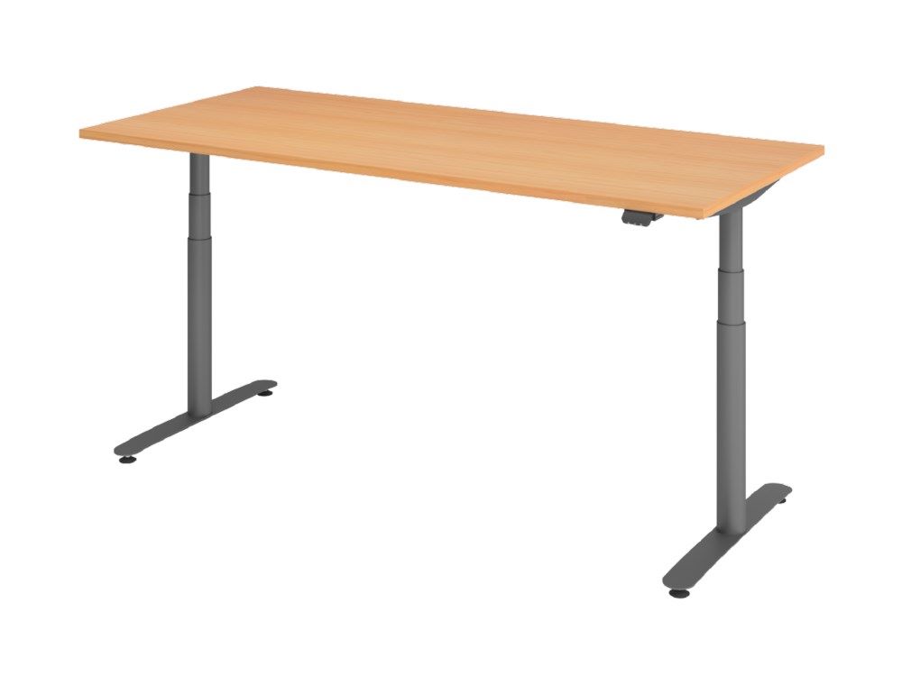 Produktbild Hammerbacher Sitz-Steh-Schreibtisch XDLR19 180 x 80 cm Buche Tragkraft 70 kg