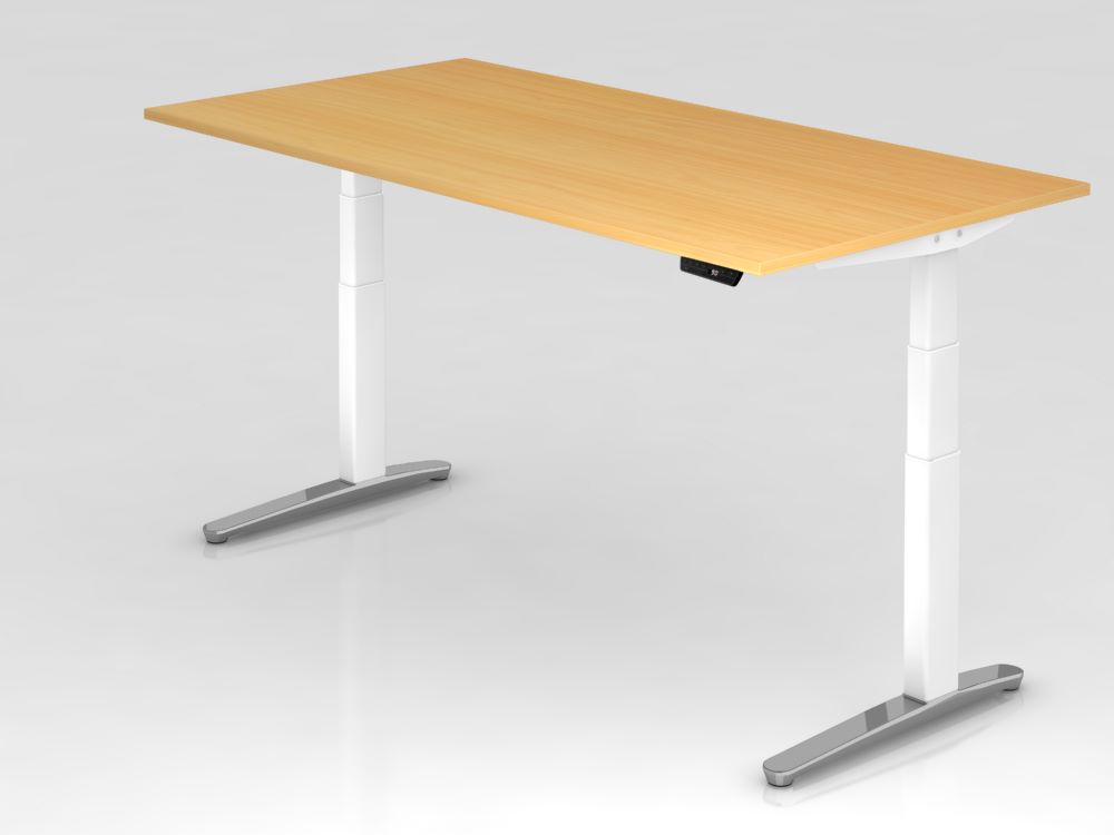 Produktbild Hammerbacher Sitz-Steh-Schreibtisch 200 x 100 cm Buche Arbeitshöhe 65 - 130 cm