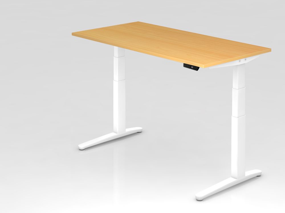 Produktbild Hammerbacher Sitz-Steh-Schreibtisch höhenverstellbar 160 x 80 cm Buche