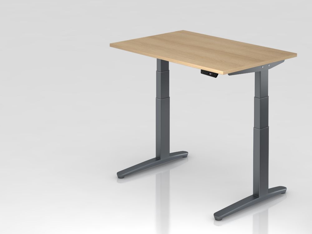 Produktbild Hammerbacher Sitz-Steh-Schreibtisch Arbeitshöhe 65 - 130 cm 120 x 80 cm Eiche