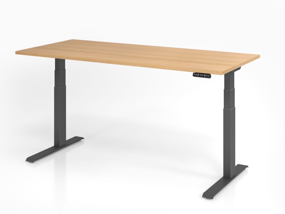 Produktbild Hammerbacher Sitz Steh Schreibtisch 180 x 80 cm Eiche Platte 25 mm ABS-Dickkante