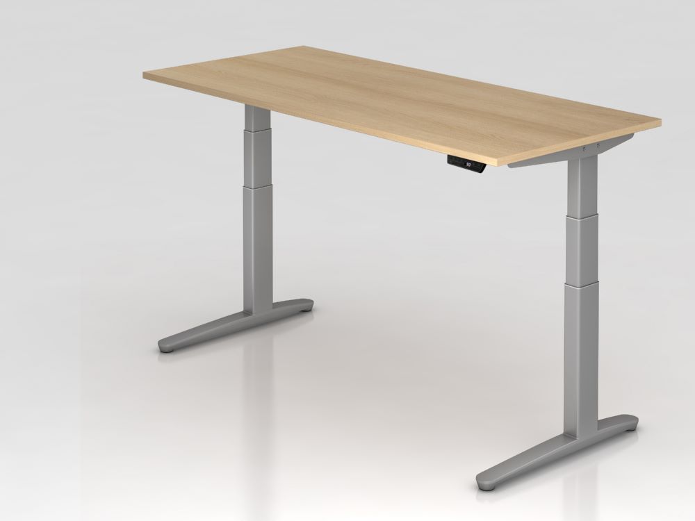 Produktbild Hammerbacher Sitz-Steh-Schreibtisch 180 x 80 cm Eicheplatte 25 mm Arbeitshöhe 65 - 130 cm