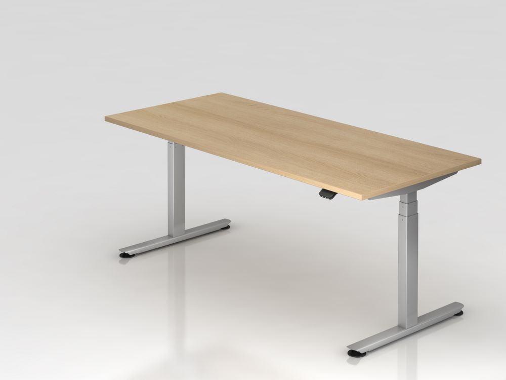 Produktbild Hammerbacher Sitz Steh Schreibtisch elektrisch 180 x 80 cm Eiche Höhe 63 - 127 cm