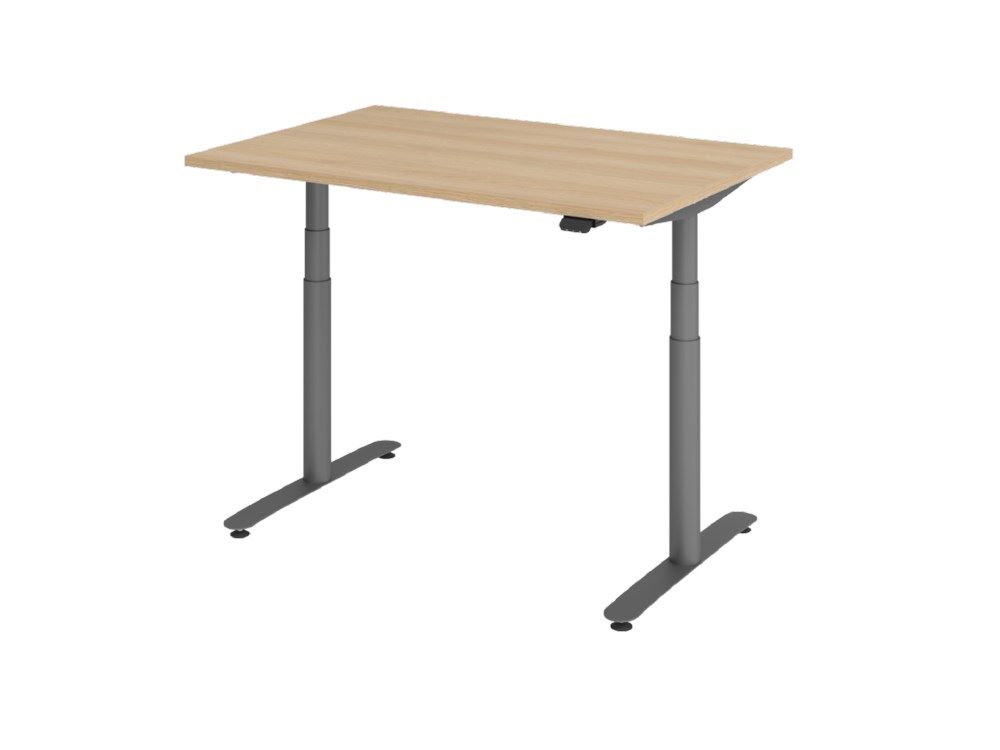 Produktbild Hammerbacher Sitz-Steh-Schreibtisch 120 x 80 cm Eiche T-Fuß in Graphit