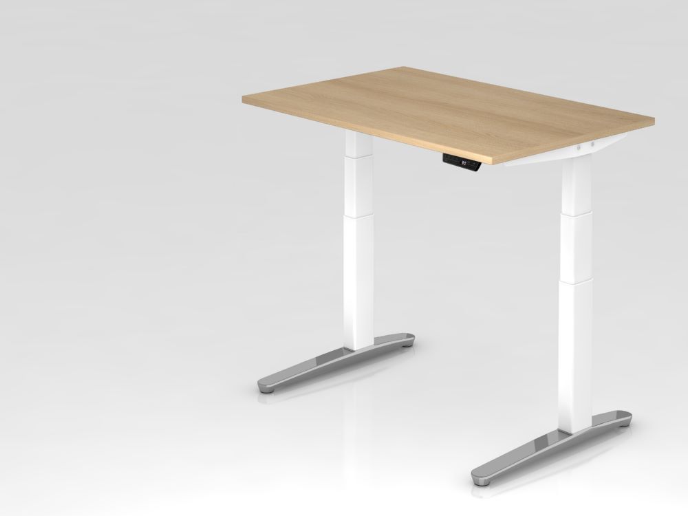 Produktbild Hammerbacher Sitz-Steh-Schreibtisch XBHM12 120 x 80 cm Eiche Weiß