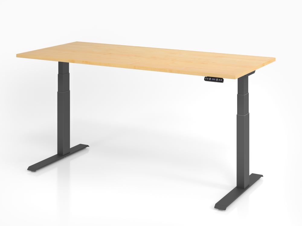 Produktbild Hammerbacher Sitz Steh Schreibtisch XDKB19 180 x 80 cm Graphit 25 mm höhenverstellbar