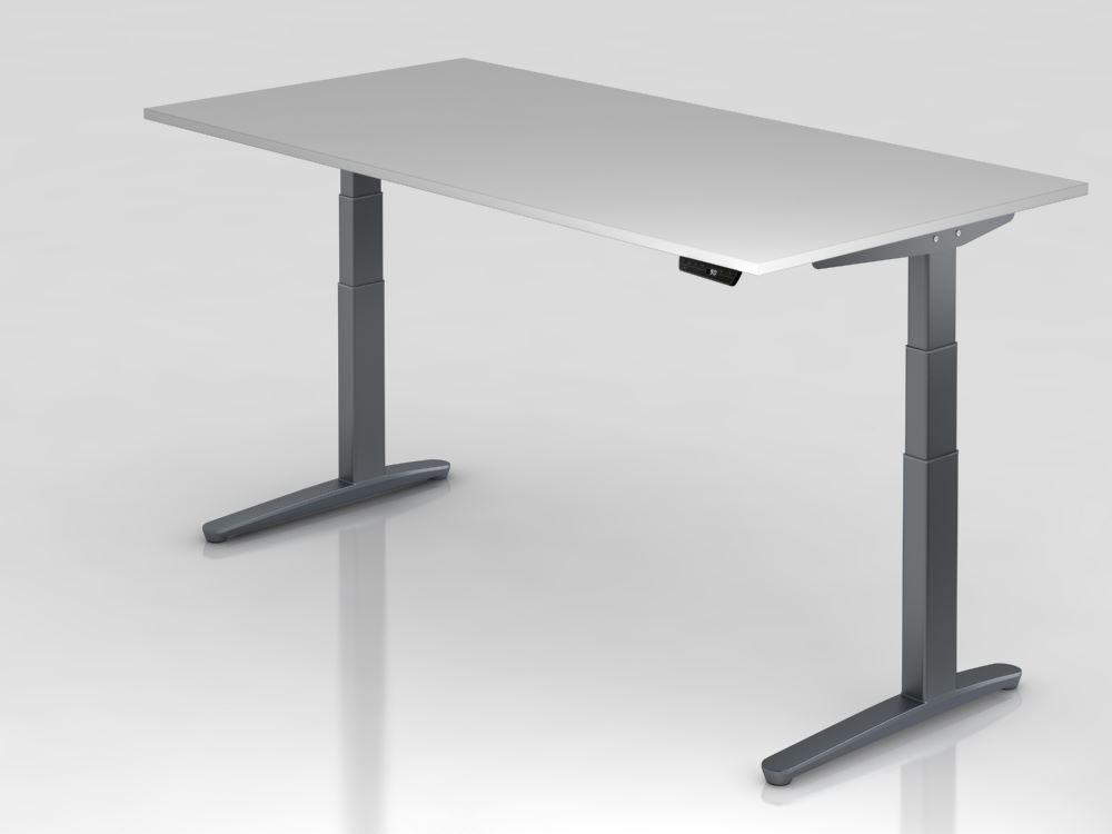 Produktbild Hammerbacher Sitz-Steh-Schreibtisch Arbeitshöhe 65 - 130 cm 200 x 100 cm Grau