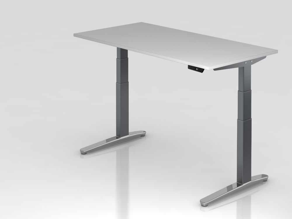 Produktbild Hammerbacher Sitz-Steh-Schreibtisch 160 x 80 cm Grau Graphit Arbeitshöhe 65-130 cm