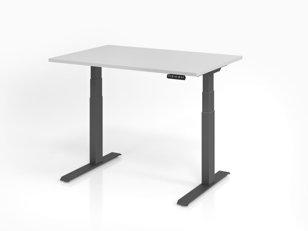 Produktbild Hammerbacher Sitz Steh-Schreibtisch 120 x 80 cm Grau Graph höhenverstellbar