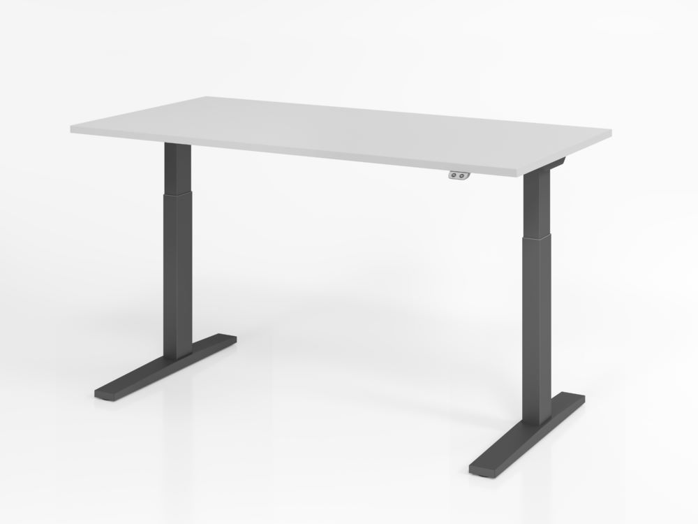 Produktbild Hammerbacher Sitz-Steh Schreibtisch XMKA16 160 x 80 cm Grau C-Fuß Gestell Graphit
