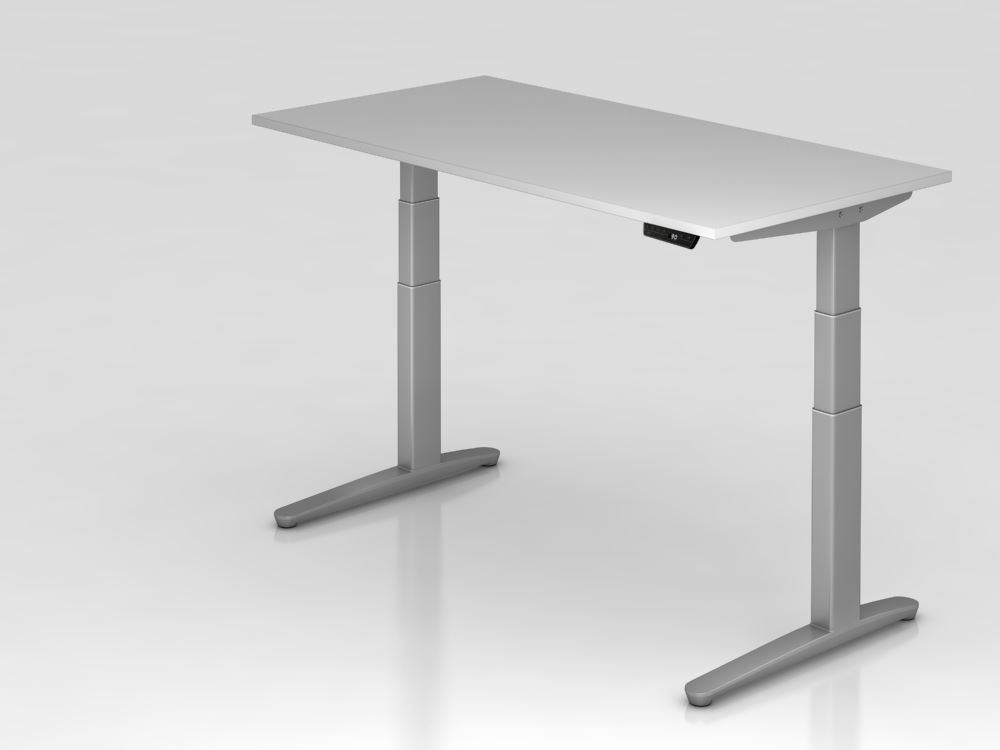 Produktbild Hammerbacher Sitz-Steh-Schreibtisch 160 x 80 cm Grau elektrisch höhenverstellbar