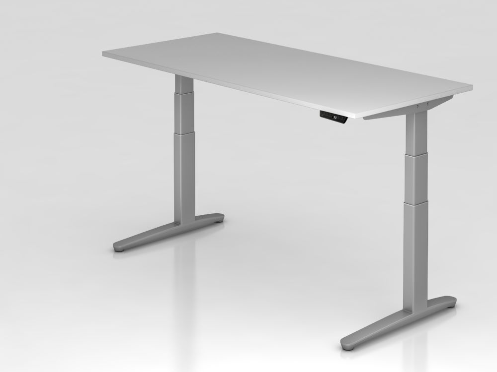Produktbild Hammerbacher Sitz-Steh-Schreibtisch 180 x 80 cm Grau Silber Elektroantrieb 2-stufig