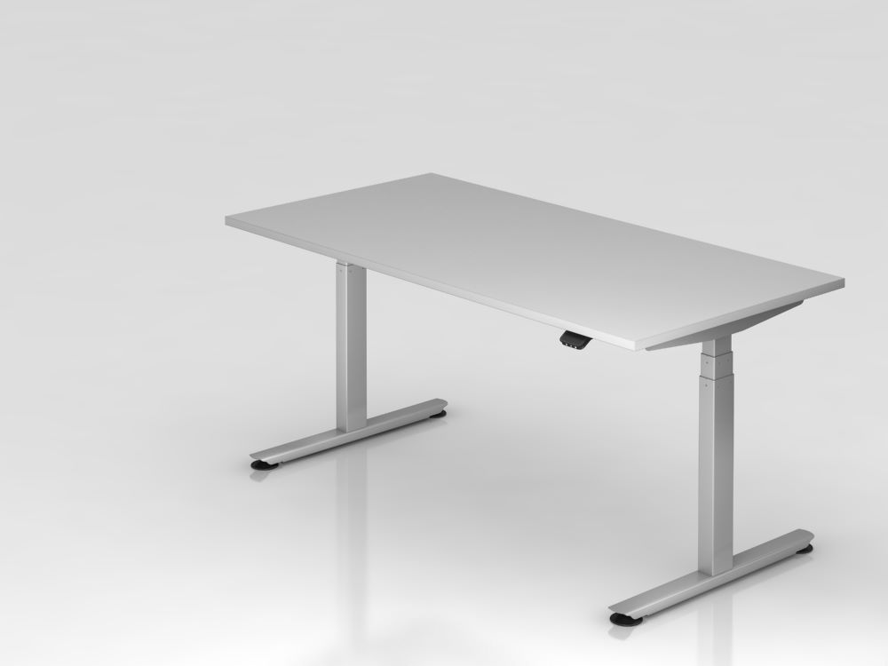 Produktbild Hammerbacher Sitz Steh Schreibtisch VXDLB16 160 x 80 cm Grau 25 mm