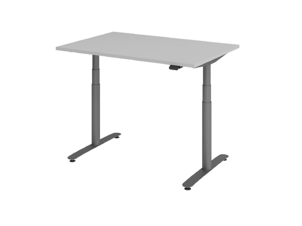 Produktbild Hammerbacher Sitz-Steh-Schreibtisch 120 x 80 cm Grau Elektrisch stufenlos höhenverstellbar