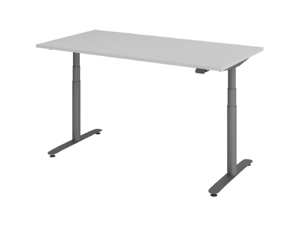 Produktbild Hammerbacher Sitz-Steh-Schreibtisch XDLR16 160 x 80 cm Grau Elektroantrieb 2 stufig
