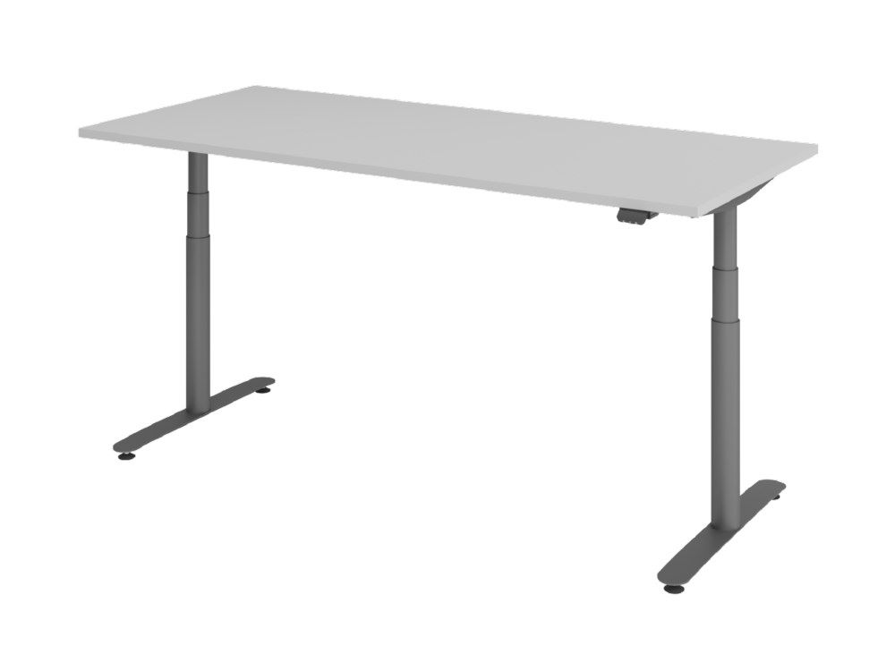 Produktbild Hammerbacher Sitz-Steh-Schreibtisch 180 x 80 cm Grau Arbeitshöhe 63 - 197 cm