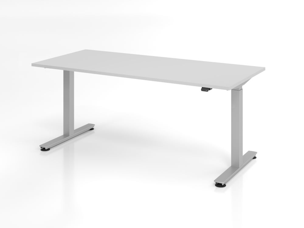 Produktbild Hammerbacher Sitz Steh Schreibtisch XMST19 180 x 80 cm Grau Platte 25 mm