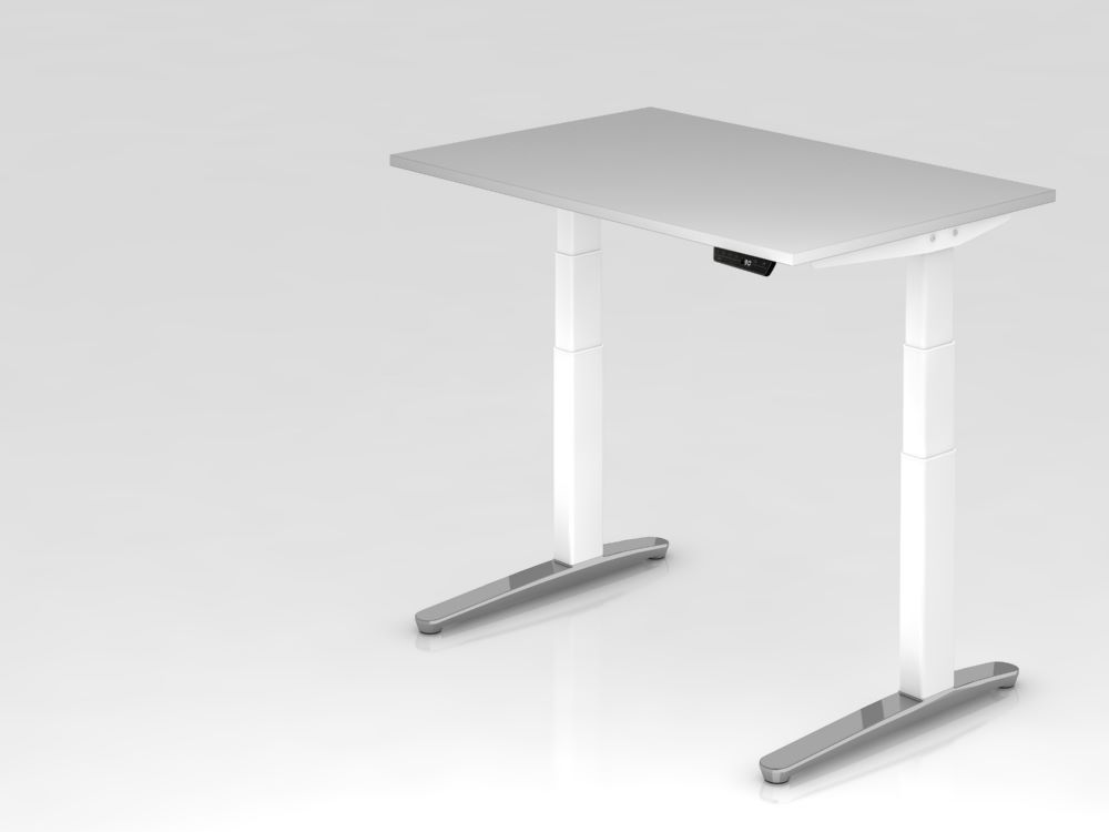 Produktbild Hammerbacher Sitz-Steh-Schreibtisch XBHM12 120 x 80 cm Grau Weiß