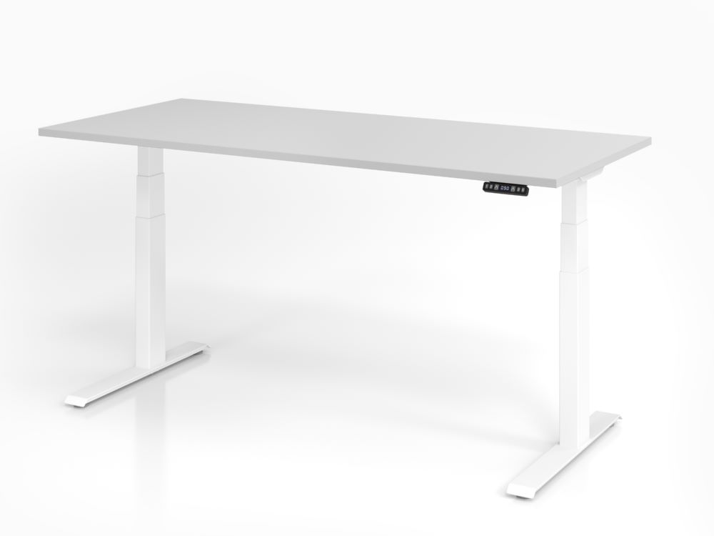 Produktbild Hammerbacher Sitz Steh Schreibtisch Elektroantrieb 2-stufig 180 x 80 cm Grau / Weiß