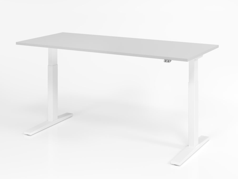 Produktbild Hammerbacher Sitz-Steh Schreibtisch Arbeitshöhe 70 - 120 cm Grau / Weiß 180 x 80 cm