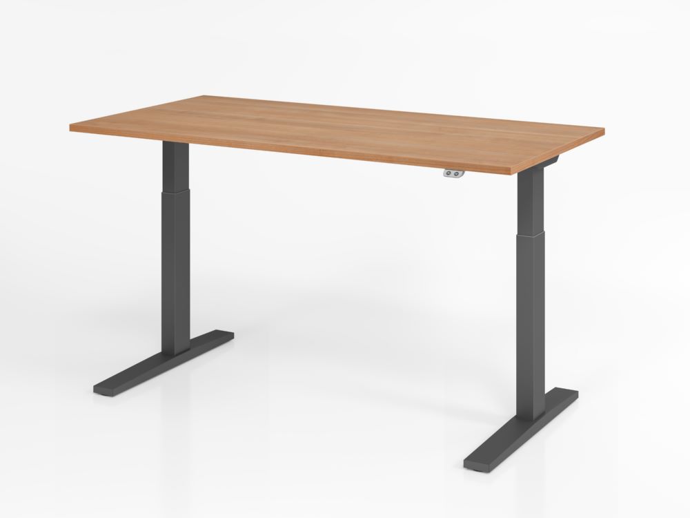 Produktbild Hammerbacher Sitz-Steh XMKA16 Schreibtisch Elektroantrieb 1-stufig 160 x 80 cm Nussbaum