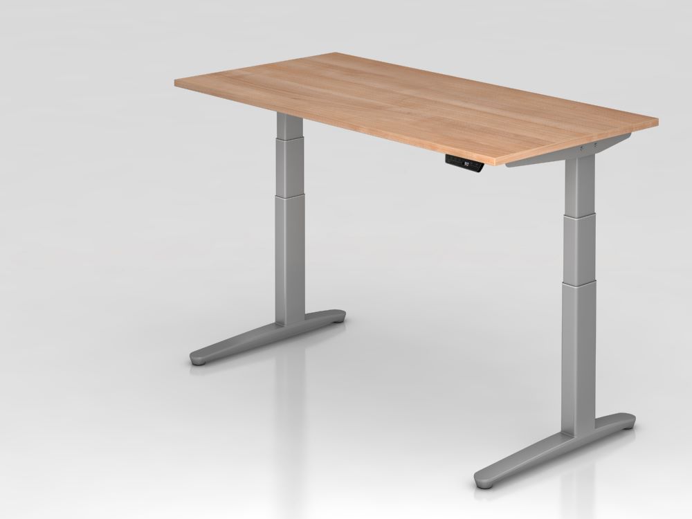 Produktbild Hammerbacher Sitz-Steh-Schreibtisch 160 x 80 cm Nussbaum