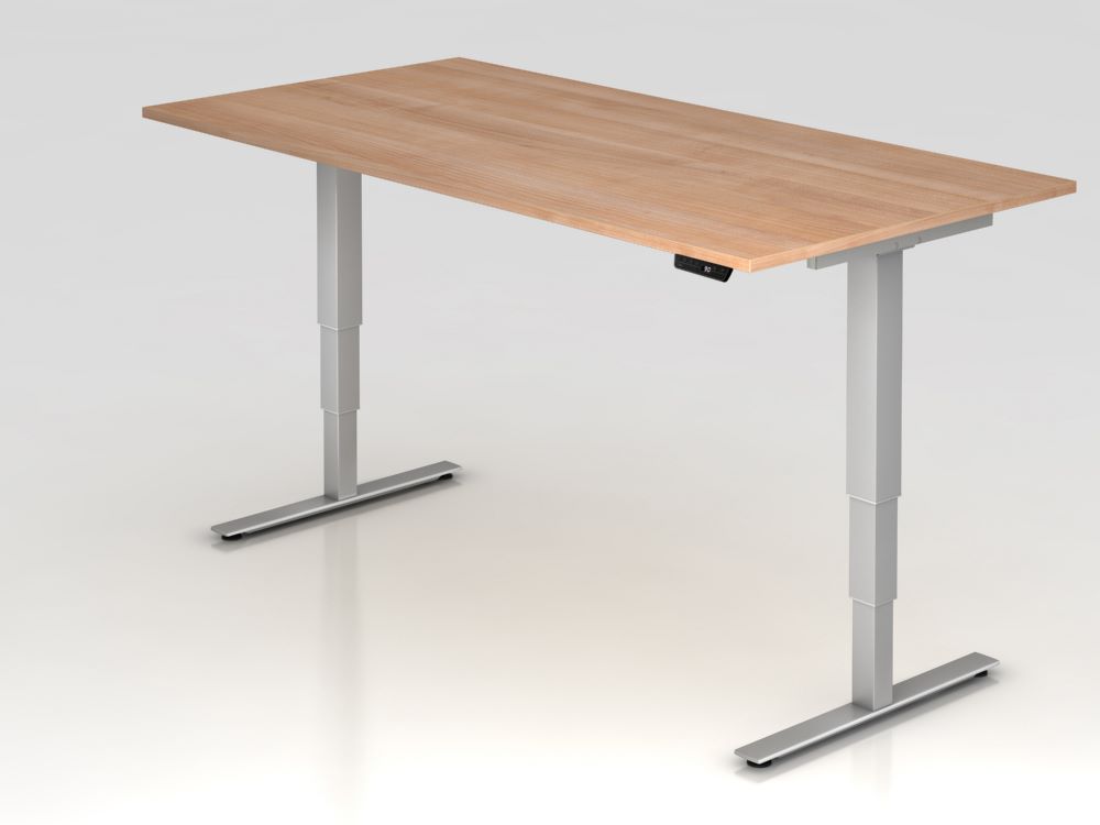 Produktbild Hammerbacher Sitz Steh Schreibtisch 200 x 100 cm Nussbaum Höhe 63,5 - 128,5 cm