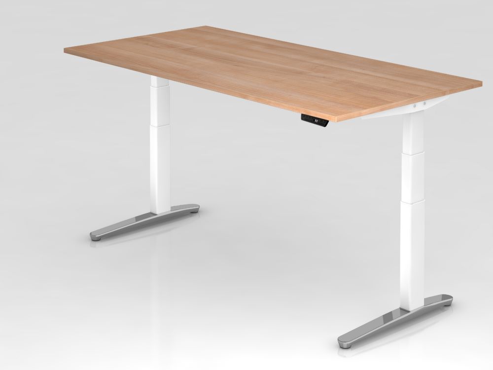 Produktbild Hammerbacher Sitz und Steh-Schreibtisch 200 x 100 cm Nussbaum Weiß