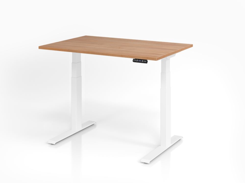 Produktbild Hammerbacher Sitz Steh-Schreibtisch 120 x 80 cm Nussbaum elektrisch höhenverstellbar