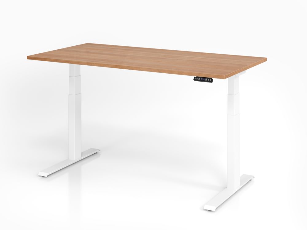 Produktbild Hammerbacher Sitz-Steh-Schreibtisch Elektroantrieb 2-stufig 160 x 80 cm Nussbaum Weiß