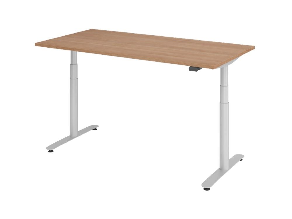 Produktbild Hammerbacher Sitz-Steh-Schreibtisch 160 x 80cm Nussbaum Elektroantrieb 2-stufig