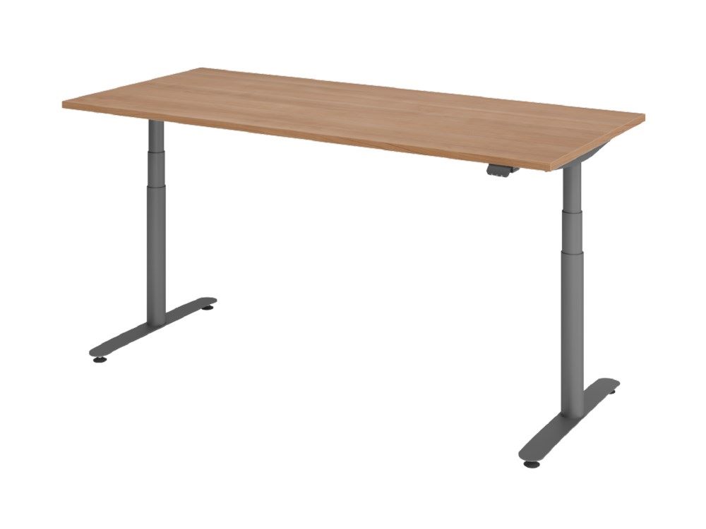 Produktbild Hammerbacher XDLR19 Sitz-Steh-Schreibtisch 180 x 80 cm Nussbaum T-Fuß in Graphit