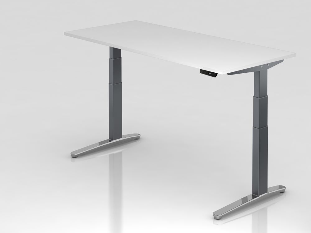 Produktbild Hammerbacher Sitz-Steh-Schreibtisch 180 x 80 cm Weiß elektrisch höhenverstellbar 65 - 130 cm