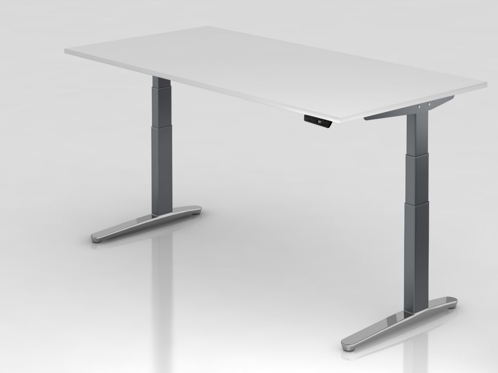 Produktbild Hammerbacher Sitz-Steh-Schreibtisch 200 x 100 cm Weiß - Graphit höhenverstellbar
