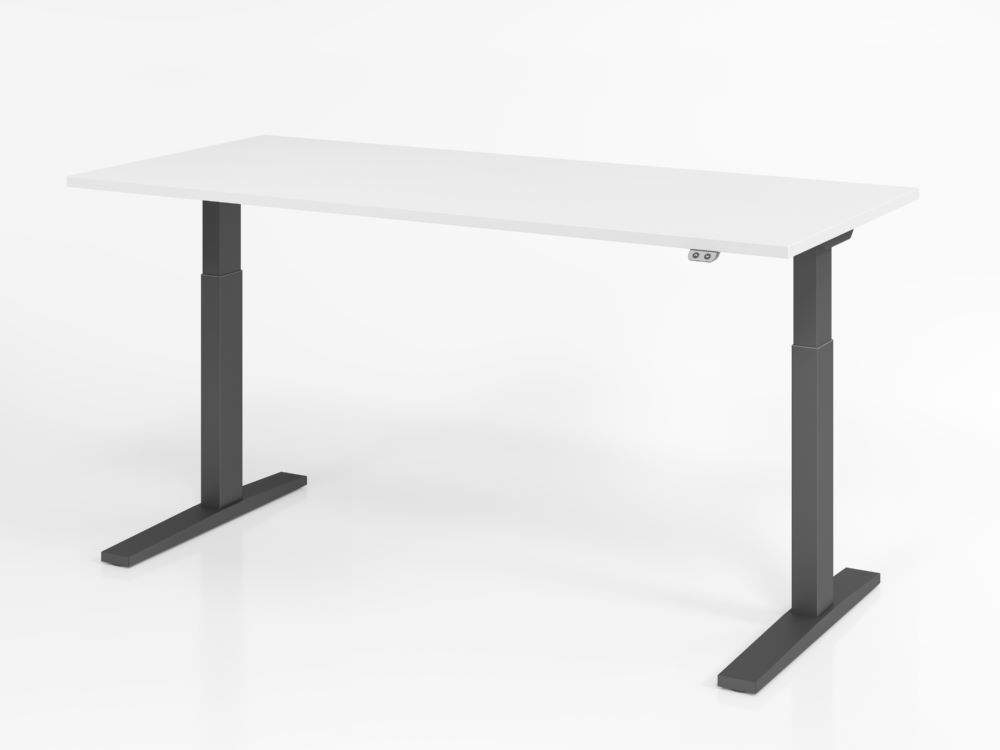 Produktbild Hammerbacher Sitz Steh Schreibtisch 180 x 80 cm Höhe 70 - 120 cm Weiß