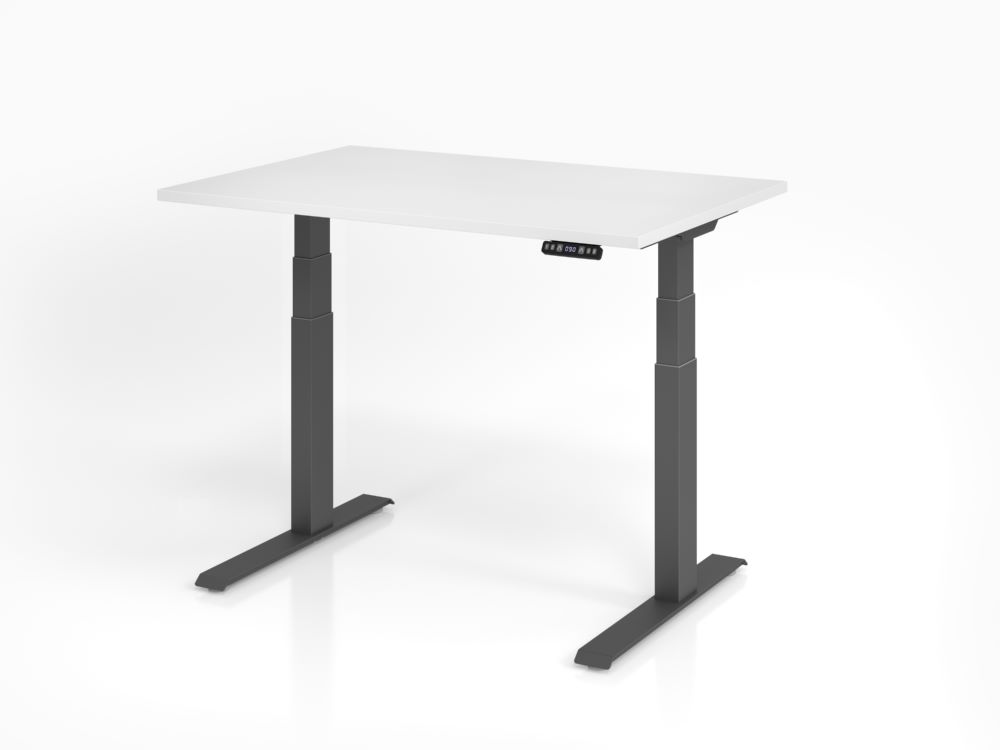 Produktbild Hammerbacher Sitz-Steh-Schreibtisch XDKB12 120 x 80 cm Weiß Graphit Elektroantrieb