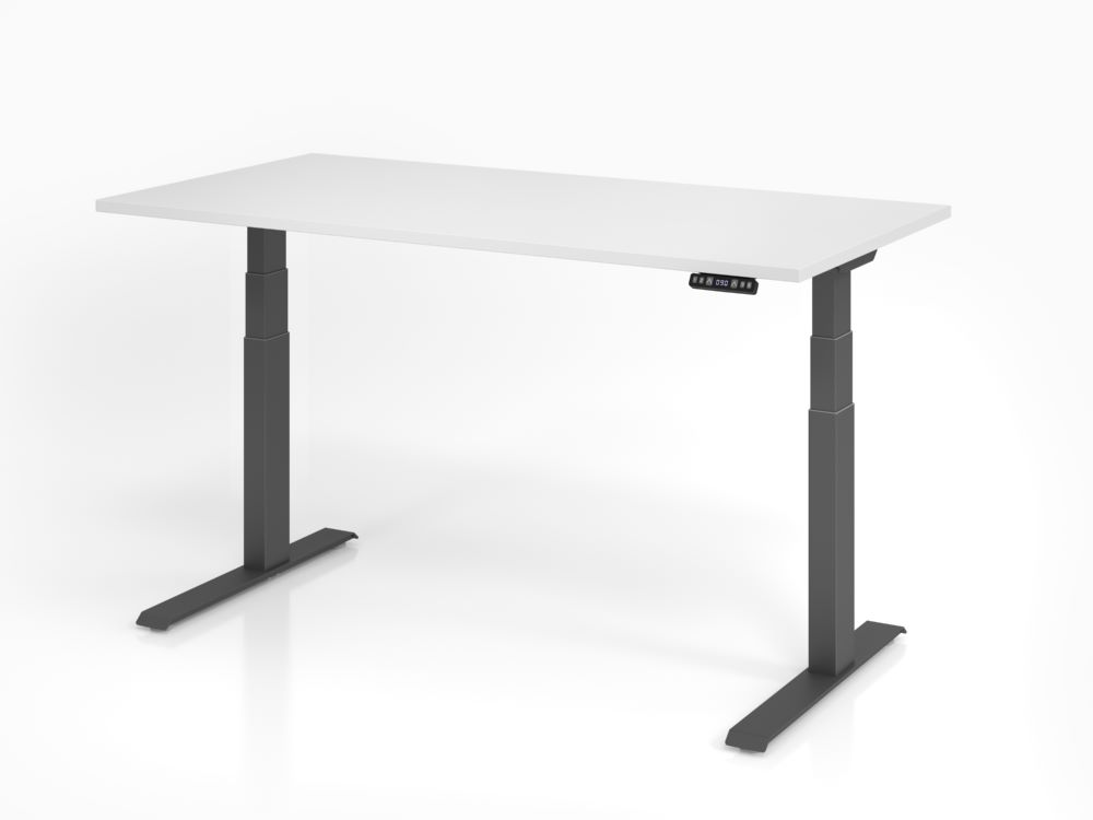 Produktbild Hammerbacher Sitz-Steh-Schreibtisch 160 x 80 cm Weiß Platte 25 mm ABS-Dickkante