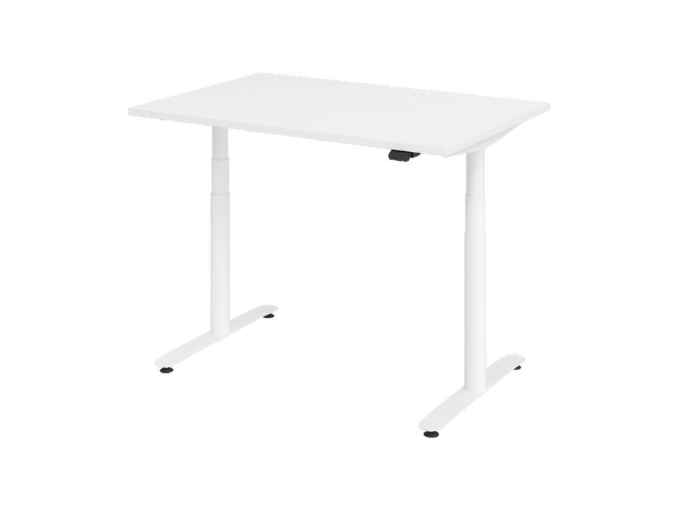 Produktbild Hammerbacher Sitz-Steh-Schreibtisch 120 x 80 cm Weiß Arbeitshöhe 63 - 127 cm