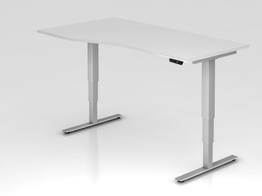 Produktbild Hammerbacher Sitz-Steh-Schreibtisch 180 x 100 /80 cm Weiß höhe 63,5 - 128,5 cm