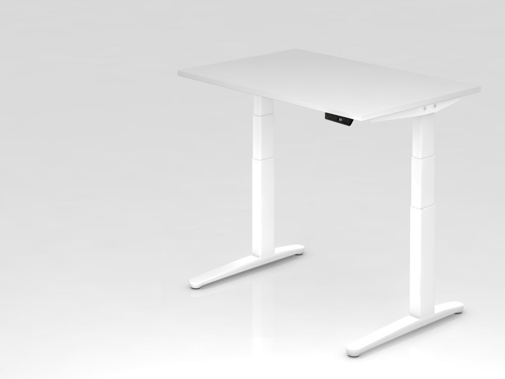 Produktbild Hammerbacher Sitz-Steh-Schreibtisch elektrisch 120 x 80 cm Weiß Arbeitshöhe 65 - 130 cm