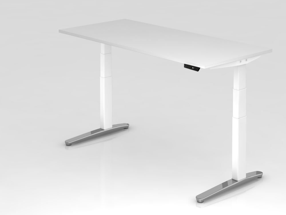 Produktbild Hammerbacher Sitz-Steh-Schreibtisch Arbeitshöhe 65 - 130 cm Weiß