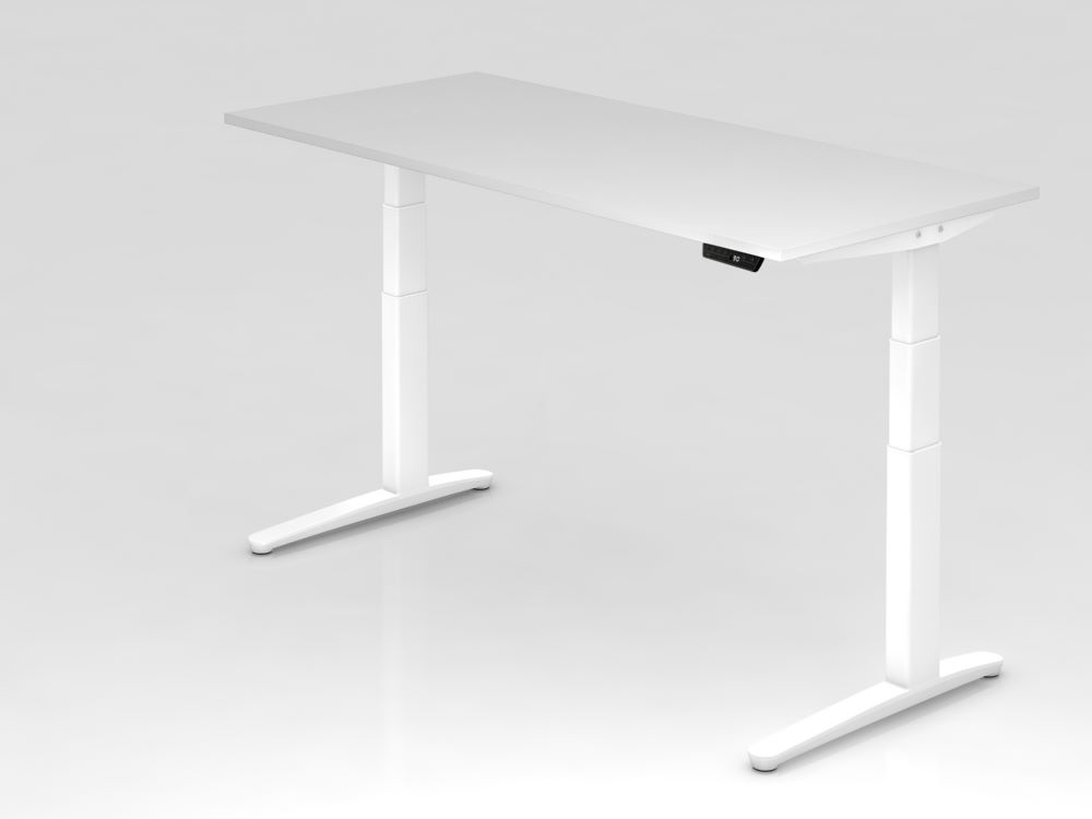 Produktbild Hammerbacher Sitz-Steh-Schreibtisch XBHM19 180 x 80 cm Weiß Platte 25 mm