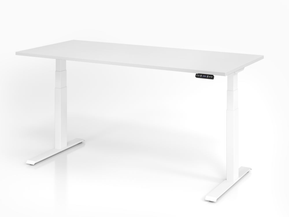 Produktbild Hammerbacher Sitz Steh Schreibtisch XDKB19 180 x 80 cm Weiß elektrisch höhenverstellbar