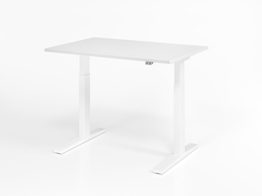Produktbild Hammerbacher Sitz Steh Schreibtisch 120 x 80 cm Weiß höhenverstellbar Elektroantrieb 1-stufig