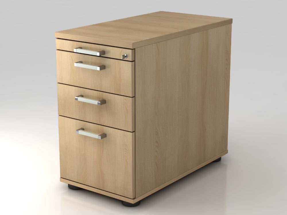 Produktbild Hammerbacher Standcontainer mit Chromgriff 42,8 x 80 cm 2 Schubladen CE Eiche