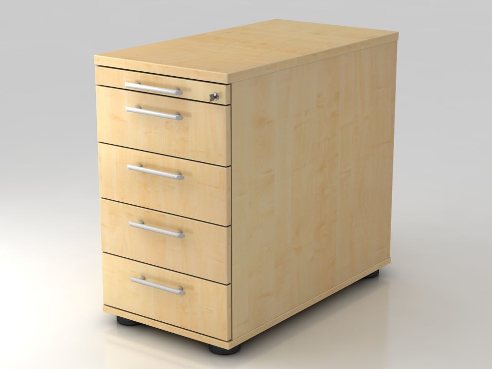 Produktbild Hammerbacher Standcontainer 42,8 x 80 cm 4 Schubladen jeweils 25 kg Ahorn