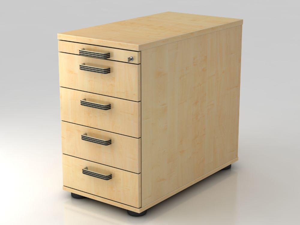 Produktbild Hammerbacher Standcontainer 42,8 x 80 cm Ahorn 4 Schubladen mit Selbsteinzug