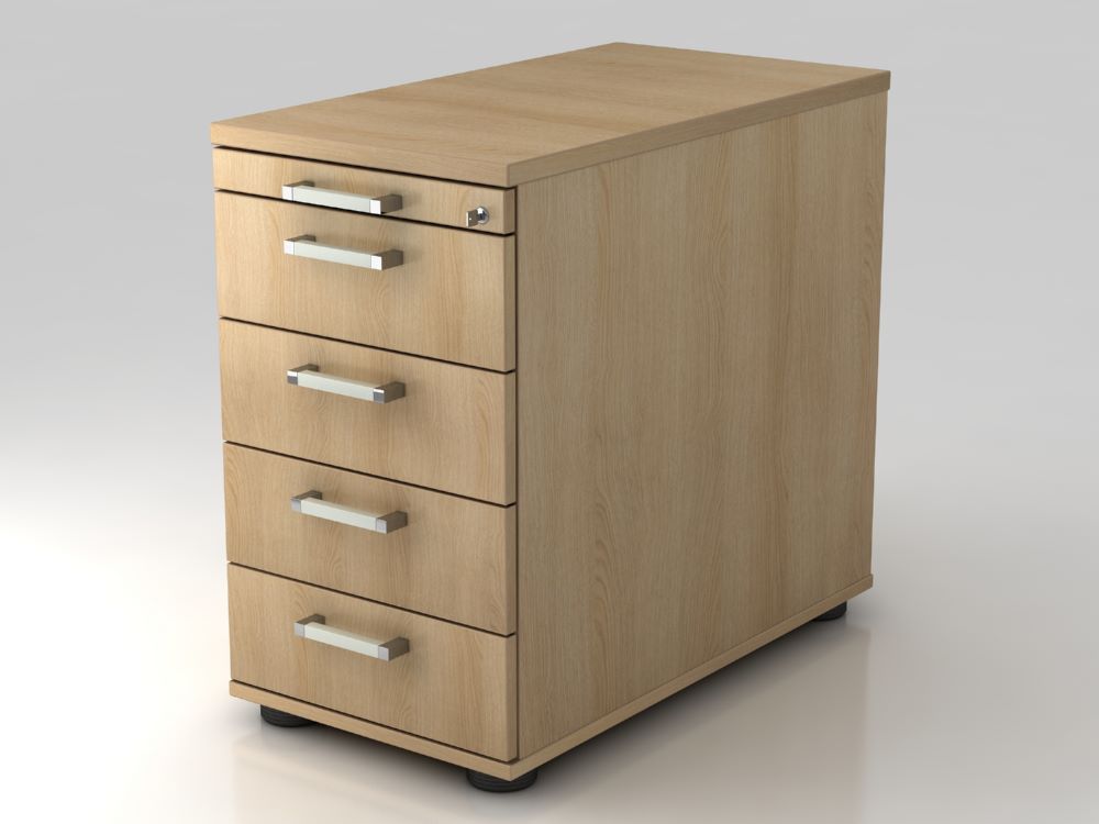 Produktbild Hammerbacher Standcontainer SC50 80 cm 4 Schubladen Schloss CE Eiche